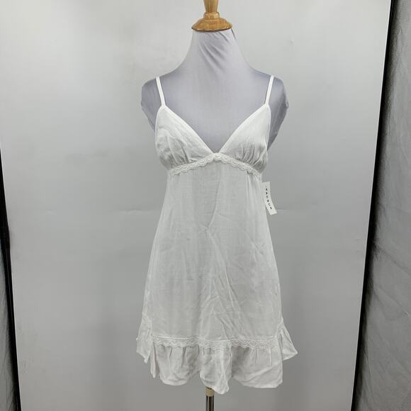 LA Hearts Dress Womens S Small White Straps Lace Trim Lined Back Zip Babydoll - Picture 2 of 13